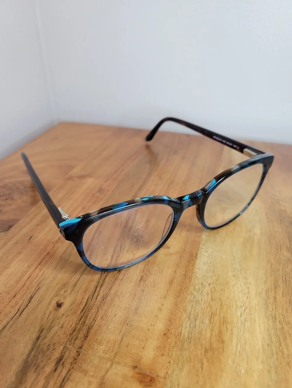 Tom Ford TF5523 Blue/Terrazzo 054 50-20 Temple 145 Round Lens‎ Plastic Frame